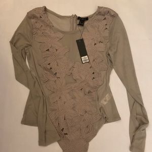 NWT mesh w overlay Bodysuit